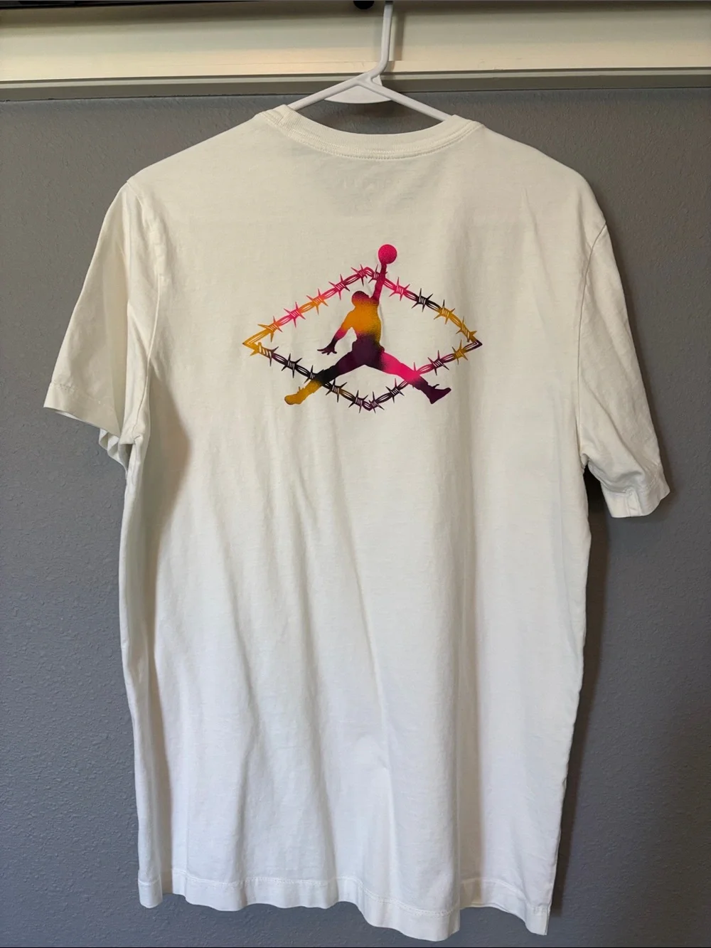 Jordan Cream Short-Sleeve T-Shirt with Multicolor Chest Logo